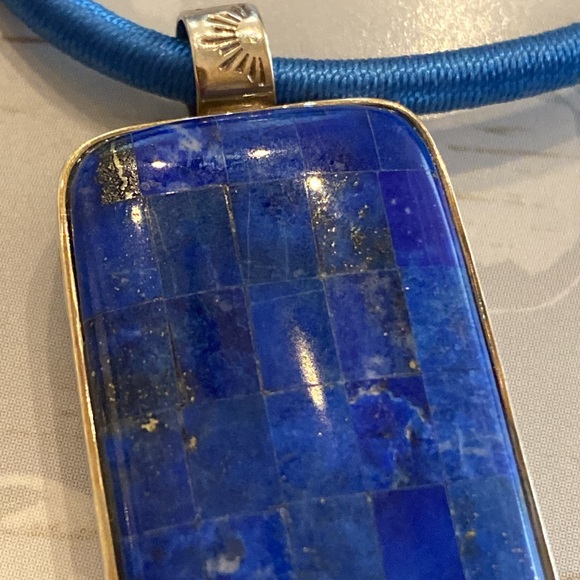 Reversible sterling silver pendant.mosaic lapis/opal. - Picture 11 of 12